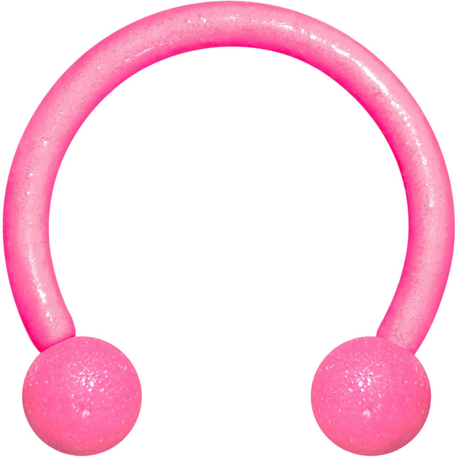 16G 3/8 Pink Glow in the Dark Horseshoe Circular Barbell