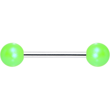 Matte Iridescent Neon Green 6mm Acrylic Ball Barbell Tongue Ring