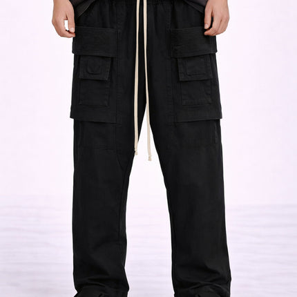 NOIR DROP-CROTCH DRAWSTRING CARGO PANTS