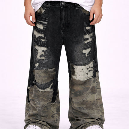 NOIR SCAB CAMO FLARE DENIM