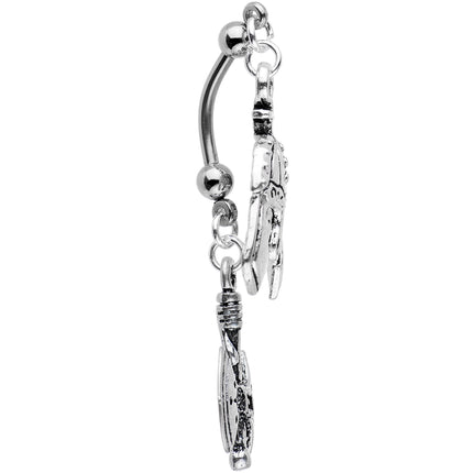 Handcrafted Viking Axe and Helmet Double Mount Dangle Belly Ring