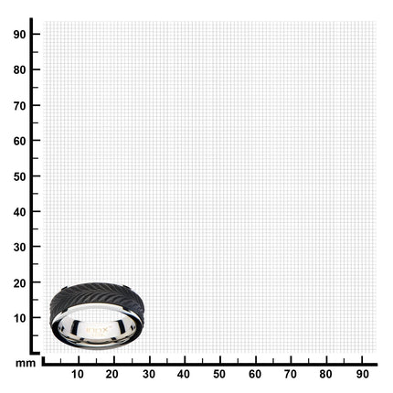 Mens Center Solid Carbon Fiber Leaf Patterned Stainless Steel Ring