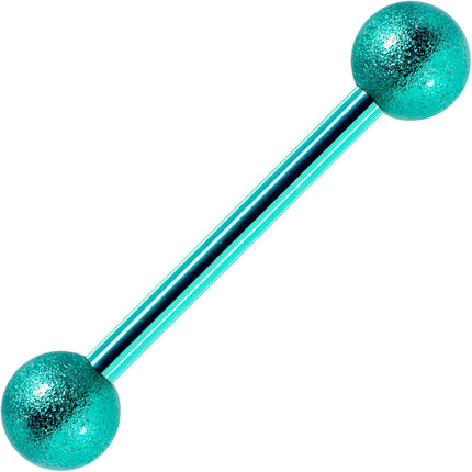 14G 5/8 Green Color PVD Sandblasted Barbell Tongue Ring