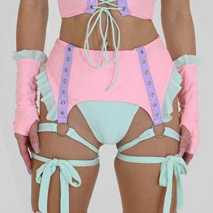 Cotton Candy Garter Belt Bikini Bottoms