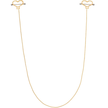 Gold Tone Heart to Heart Dangle Nipple Chain