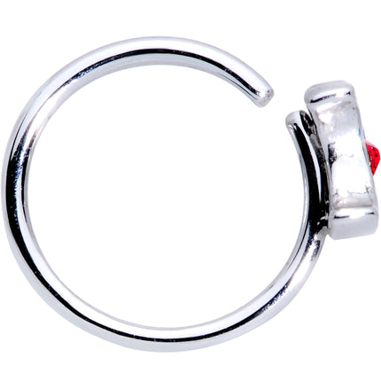 20G 5/16 Red Gem Crescent Moon Seamless Circular Ring