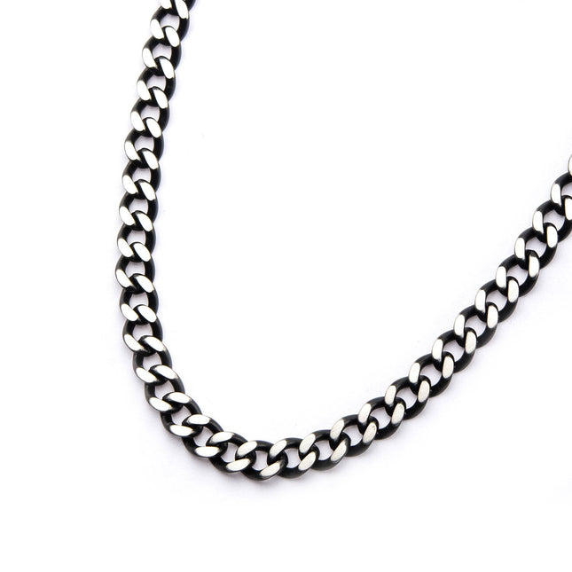 Mens Stainless Steel Black IP Diamond Cut 3mm Chain Link Necklace
