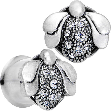 1/2 Clear Gem Steel Allow Me Ladybug Double Flare Tunnel Plug Set