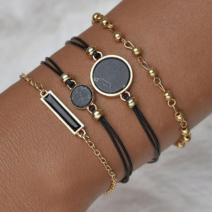 5pcs Set-Top Style Fashion Women's Luxury Leather Band Analog Quartz Wristwatch Ladies Watch