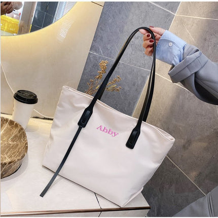 Customizable Tote Oxford Bag Embroidered Name One-Shoulder Handbag