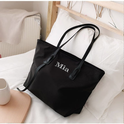 Customizable Tote Oxford Bag Embroidered Name One-Shoulder Handbag