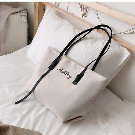 Customizable Tote Oxford Bag Embroidered Name One-Shoulder Handbag