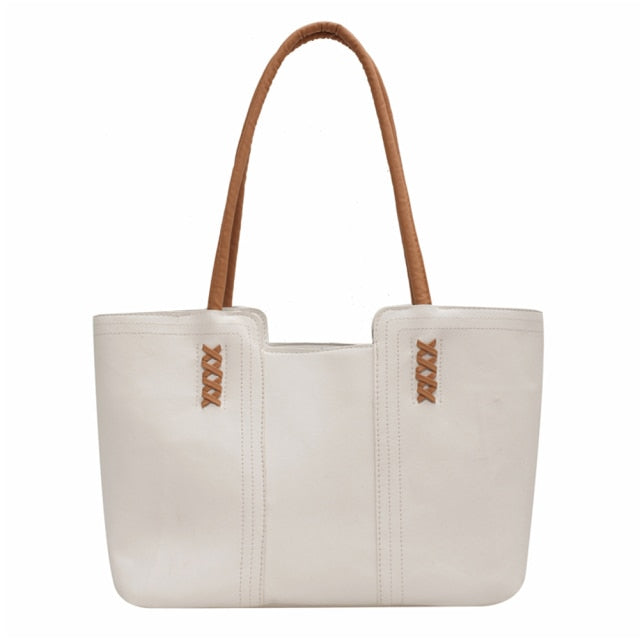 Fashion Women PU Leather Solid Color Shoulder Shopping Bag