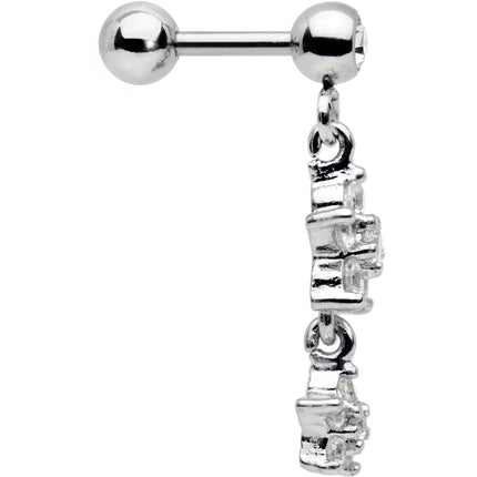 16G 1/4 Clear Gem Double Star Dangle Cartilage Tragus Earring