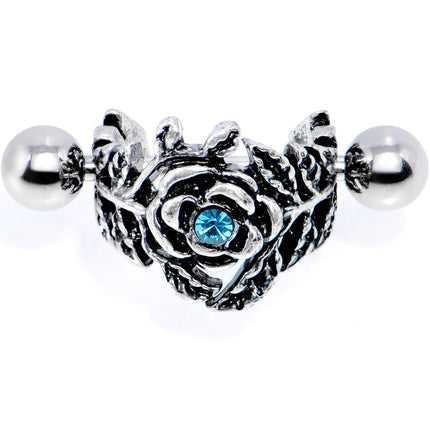 16G 1/2 Aqua Gem Floral Wreath Cuff Cartilage Earring