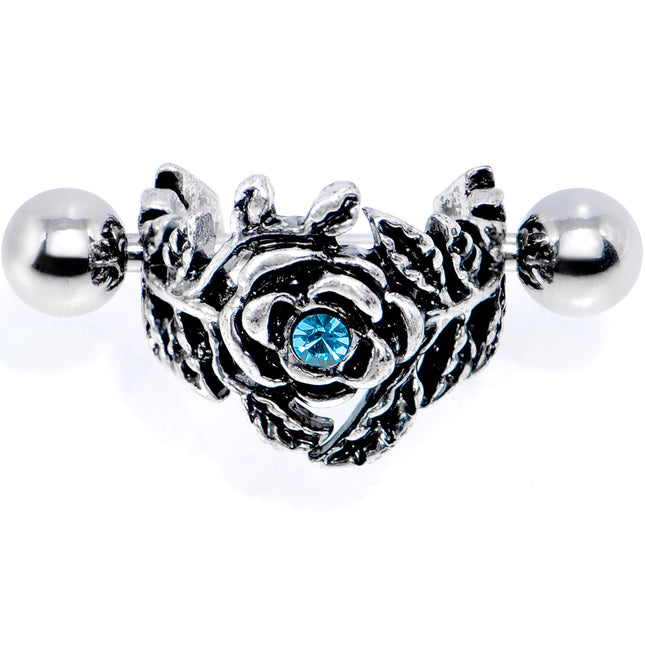 16G 1/2 Aqua Gem Floral Wreath Cuff Cartilage Earring