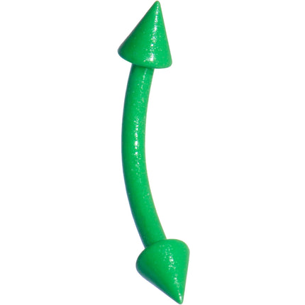 16G 3/8 Green Glow In The Dark Effect Cone Curved Eyebrow Ring
