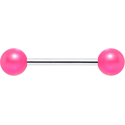 Matte Iridescent Neon Pink 6mm Acrylic Ball Barbell Tongue Ring
