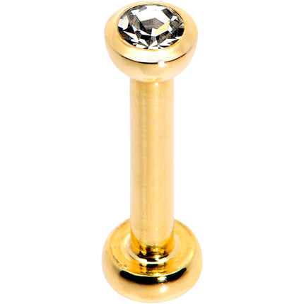 Clear 2mm Gem Gold Tone Internally Threaded Cartilage Earring