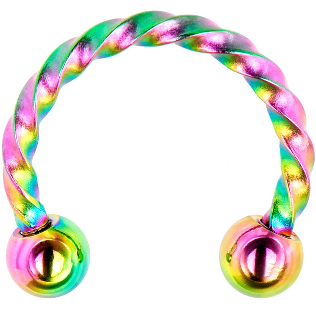 16G 5/16 Rainbow Seriously Twisted Horseshoe Circular Barbell