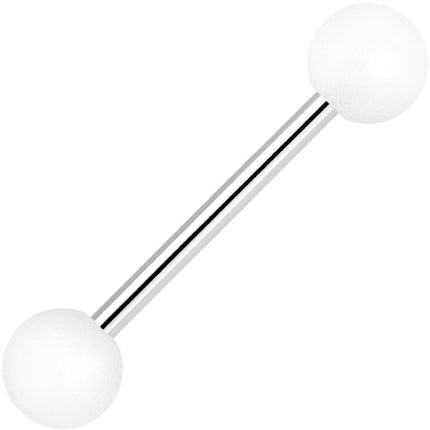 White Silicone Coated Acrylic Ball End Barbell Tongue Ring