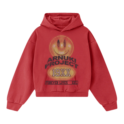 Arnuki Red Smile Streetwear Hoodie 460GSM Y2K Unisex Cotton DTG Graphic