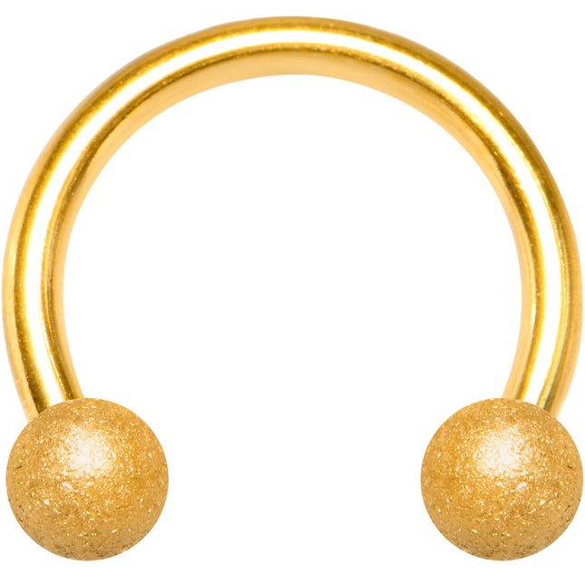 16G 5/16 Gold Color PVD Textured Horseshoe Circular Barbell