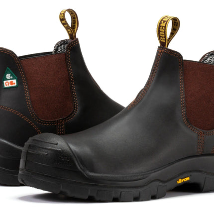 ROCKROOSTER Beaufort Men's Dark Brown 6 inch Composite Toe Pull-on Leather Work Boots VAK631