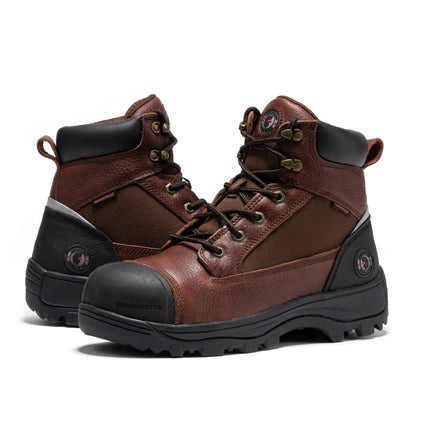ROCKROOSTER Daviston 6 inch Brown Composite Toe Waterproof Work Boots AT872