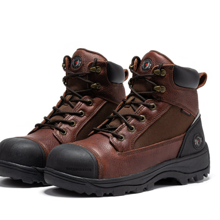 ROCKROOSTER Daviston 6 inch Brown Composite Toe Waterproof Work Boots AT872