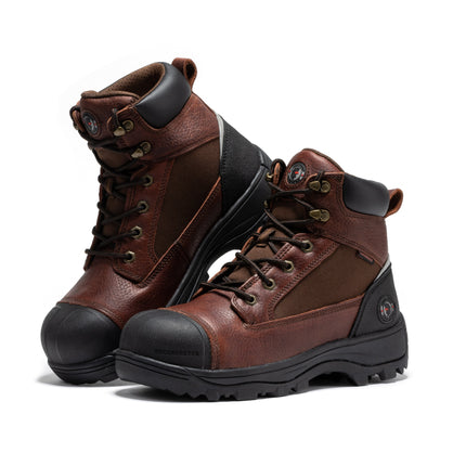 ROCKROOSTER Daviston 6 inch Brown Composite Toe Waterproof Work Boots AT872