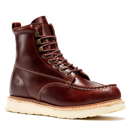 ROCKROOSTER Norwood Cherry Brown Men's 6 inch Soft Toe Wedge Work Boots SAP600