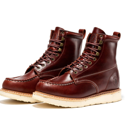 ROCKROOSTER Norwood Cherry Brown Men's 6 inch Soft Toe Wedge Work Boots SAP600