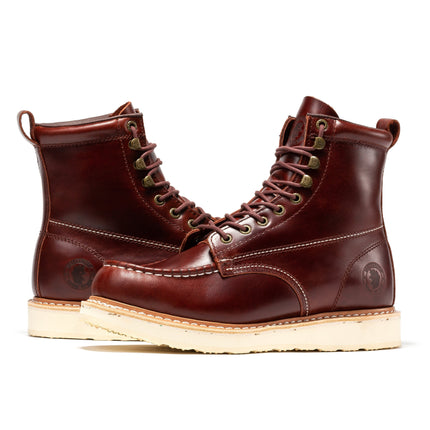 ROCKROOSTER Norwood Cherry Brown Men's 6 inch Soft Toe Wedge Work Boots SAP600