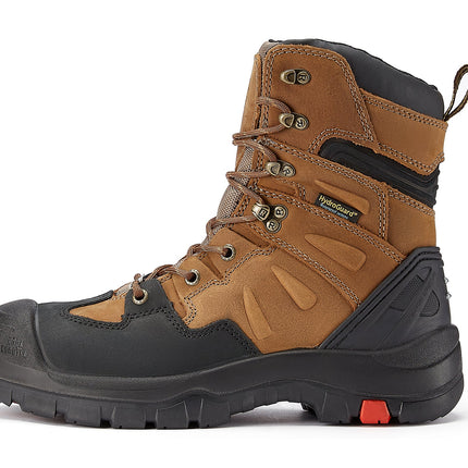 ROCKROOSTER Woodland Men's 8 inch Brown Work Boots, Composite Toe, Slip Resistant, Electrical Hazard Protection, Rubber outsole AK869
