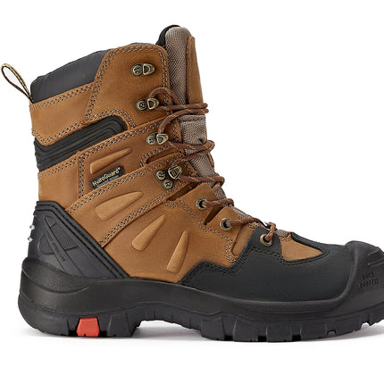 ROCKROOSTER Woodland Men's 8 inch Brown Work Boots, Composite Toe, Slip Resistant, Electrical Hazard Protection, Rubber outsole AK869