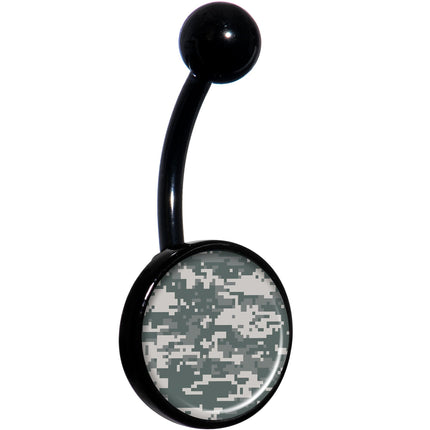 Digital Camo Print Black Belly Ring