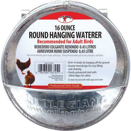 Round Hanging Chicken Waterer, 16 oz