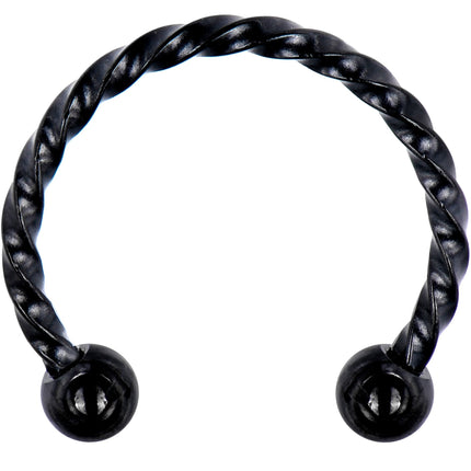 16G 1/2 Black Seriously Twisted Horseshoe Circular Barbell