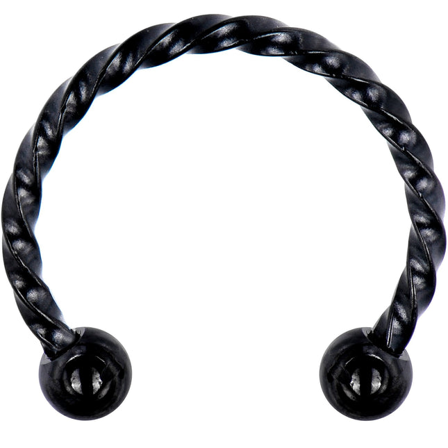 16G 1/2 Black Seriously Twisted Horseshoe Circular Barbell