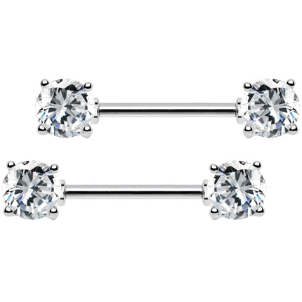 14G 9/16 Multi Color Gem Fun Barbell Nipple Ring Pack Set of 6