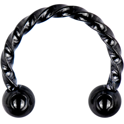 16G 5/16 Black IP Seriously Twisted Horseshoe Circular Barbell