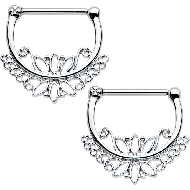 14G 1/2 Blooming Lotus Flower Nipple Clicker Set