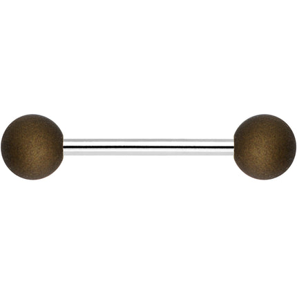 Brown Silicone Coated Acrylic Ball End Barbell Tongue Ring