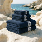 Nautilus Navy & White / Standard Set (Set of 6 with Bath Towels)
