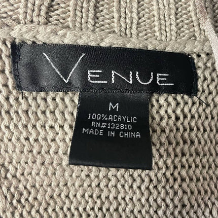 Venue Womens Medium Acrylic Short Sleeve Long Open Loose Knit Cardigan Sweater