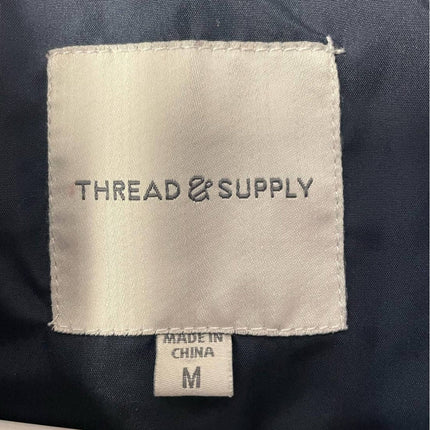 Thread & Supply Womens Medium Navy Blue Quilted Full Zip Sleeveless Collar Vest