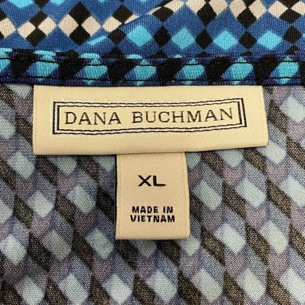 Dana Buchman XL Long Sleeve Polyester Blend Geometric Pattern Blouse Top