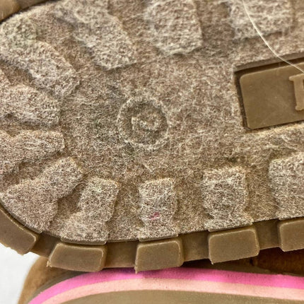 Childrens Place Girls Size 2 Faux Suede Fur Pink Brown Lace Up Fall Winter Boots