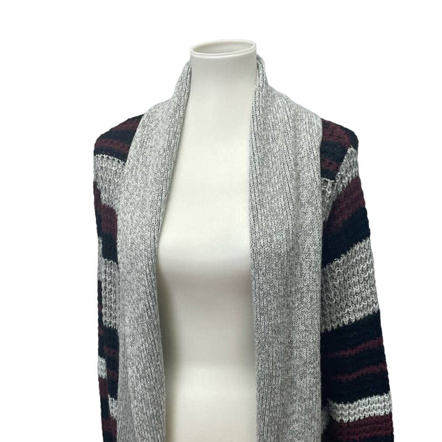 Bobbie Brooks 1X Long Sleeve Striped 100% Acrylic Long Open Cardigan Sweater